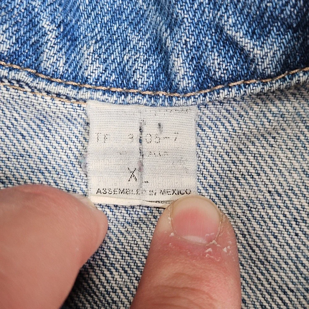 Vintage Unbranded Denim Jacket Kids XL Blue Trucker Eye Patch Logo
